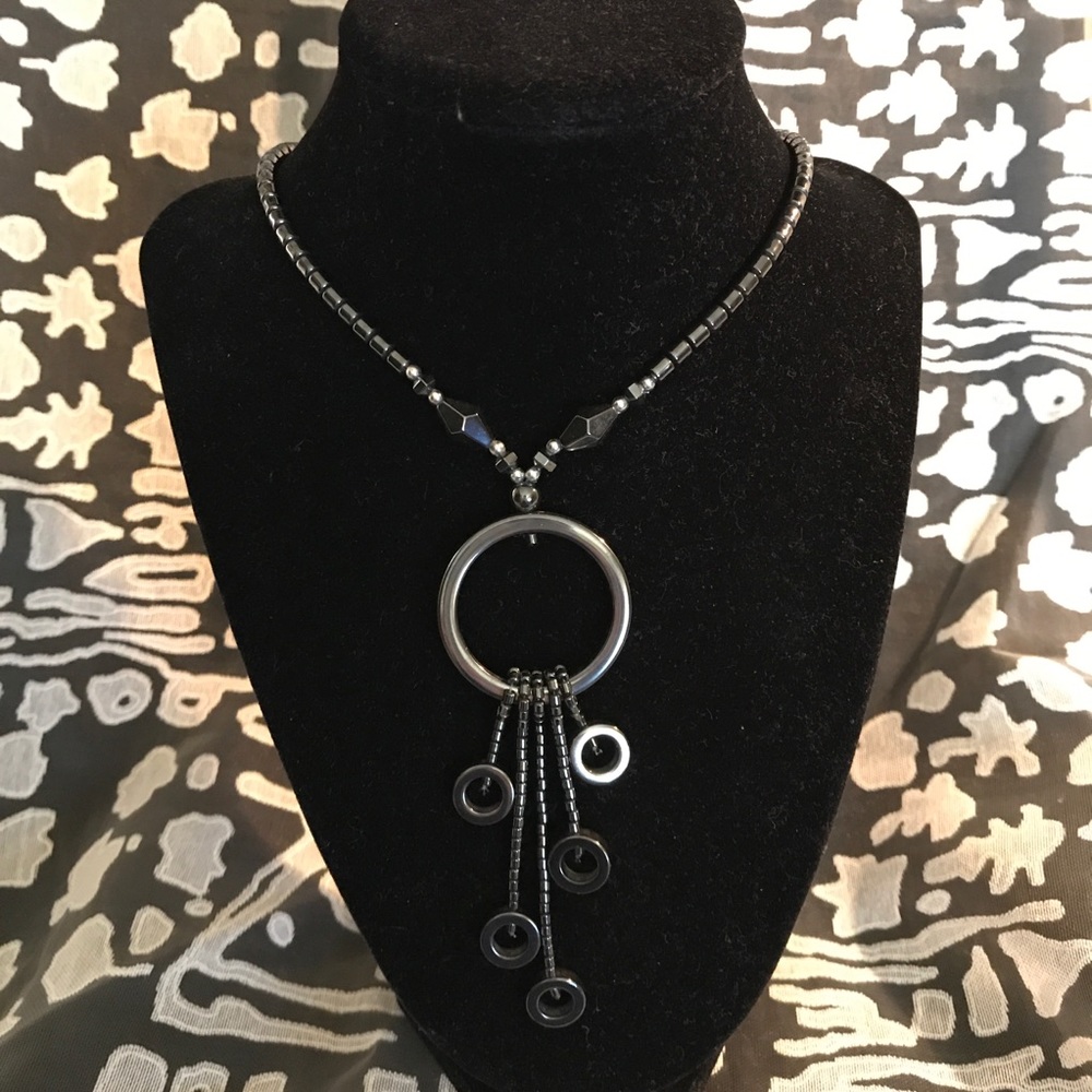 NEW Hematite Modern Drop Necklace